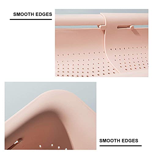 Collapsible Sink Colanders And Strainers Basket Over The Sink Colander Collapsible Colander Extendable Plastic Fruit Vegetable Strainer Drainer Basket For Kitchen(Length 14.3 Inch-19.4 Inch) (Pink) #TOP7