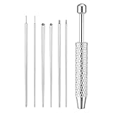 HAOXYO Kit de 7 Pièces pour le Piercing, Kit Piercing Professionnel avec Pince Piercing et Tige d’Insertion, en Acier Inoxydable Compatible 16G/18G pour Oreille, Nez, Lèvre