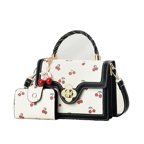 Cherry Handbag Y2K for Women with Charm Wallet Cherry Print Top Hand Crossbody Purse Kawaii Sweet Cute Bag Fashionable Daily