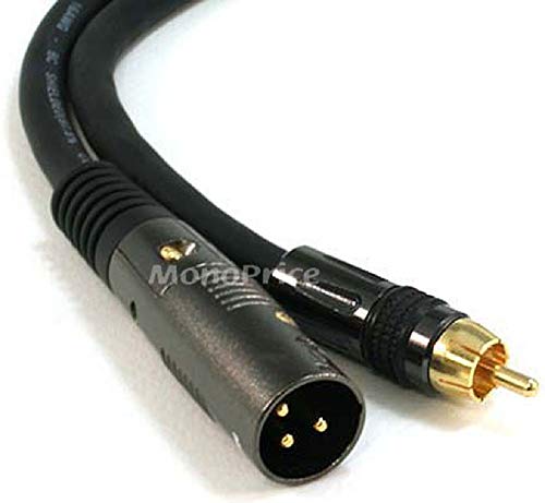 Monoprice Xlr Male To Rca Male Cable - 10 Feet - Black, 16Awg Shielded Twisted Pair Oxygen-Free Copper Braid Conductors, E21 Gold Plated Connectors - Premier Series #TOP1