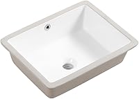 KJINEATEN 18" Rectangular Undermount Bathroom Sink, White Ceramic Vanity Sink with Overflow, Durable & Easy Install
