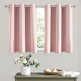 MIULEE Short Curtains for Windows - Baby Pink Blackout Half Window Curtains Thermal Insulated Privacy Drapes for Kitchen Bedroom Bathroom Grommet Top Small Basement Tiers W40 x L36 Inch 2 Panels