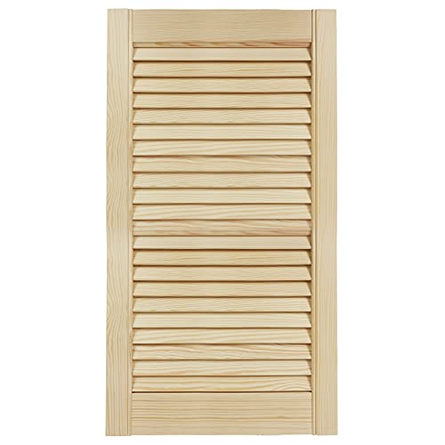 DecoMeister Puerta de Lamas Tipo Persiana de Lumbrera de Celosía de Madera Maciza de Pino Para Armarios Frente de Mueble con Listones Abiertos de Dimensiones 394x720 mm Producto Individual