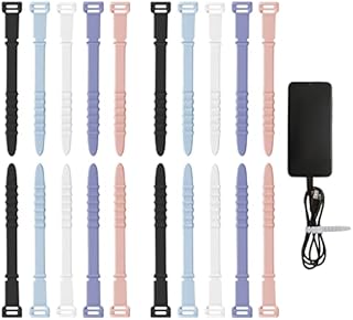 AIEX 20pcs Reusable Wire Ties, 4.5 Inch Silicone Cable Ties Elastic Silicone Cord Organizer Straps Reusable Cable Zip Ties for Charging Cables USB Cables Earphones Line Pens Key Chains (5 Colors)