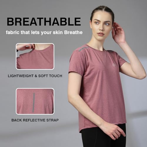 Image of CHKOKKO Gym Tshirt for Women Workout Dry Fit t Shirt Sports Tshirt Lightweight Round Neck Breathable Half Sleeve Activewear Running Yoga Tops for Woman