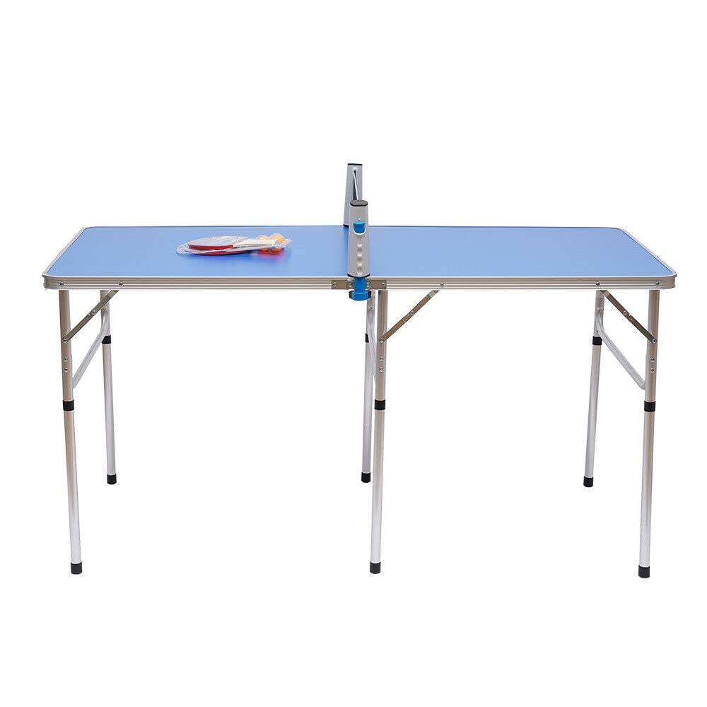 Tavolo pieghevole da tennis per interni ed esterni, con 2 cuscinetti e 3 palline, mini tavolo da ping pong per casa e giardino, 152 x 76 x 76 cm