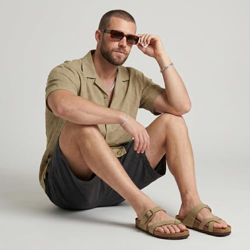 Image of CUSHIONAIRE Luna-M Slides for Men, Comfortable Cork Footbed Mens Sandals with Arch Support and Adjustable Buckle Strap