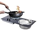 Boat Caravan RV Gas Stove with Sink Combo Cooktop, 2 Burner LPG Camping Stove Hob, Stainless Steel & Camper Tempered Glass Panel Cooktop, for RV, Motorhome, Boat