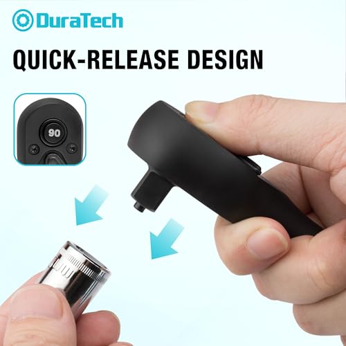 Image of DURATECH 1 /4-Inch Drive Ratchet, 90-Tooth Quick-Release Ratchet Wrench, Reversible, Cr-V Made, 4 Swing, Manganese Phosphate Black Finish, Gifts for Men Gifts for Women
