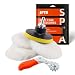 SPTA 3inch (80mm) POLISHER/BUFFER SOFT WOOL BONNET & PAD With HOOK & LOOP And 5/8"-11 Drill Adapter For Car Polisher POLISHING/BUFFING -5/8"-11 Thrad Pack Of 6Pcs