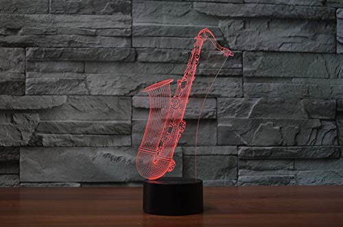 Lámpara de Mesa de Noche Ilusión 3D Saxofón con Control Remoto miniatura 4