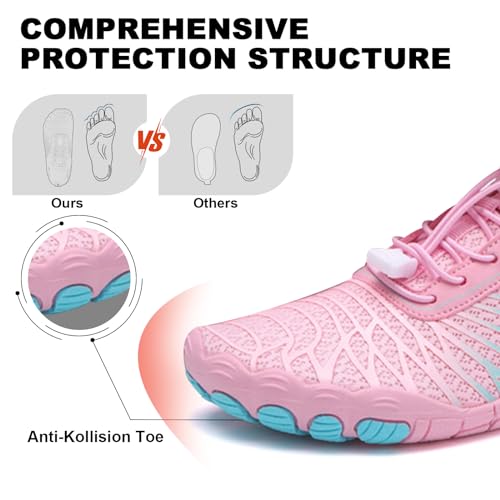Image of Orgone Hike Footwear Barefoot Shoes Womens Mens, Pro Water Shoes Women Men Barefoot Hike Shoes Travel Shoes, Wide Toe Box Non-Slip Breathable Barefoot Shoes Pink