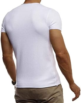 Leif Nelson Zomer-T-shirt voor heren met ronde hals, slimfit, katoenaandeel, cool wit zwart basic heren-T-shirt, korte mouwen, lang, LN8294, wit, XL