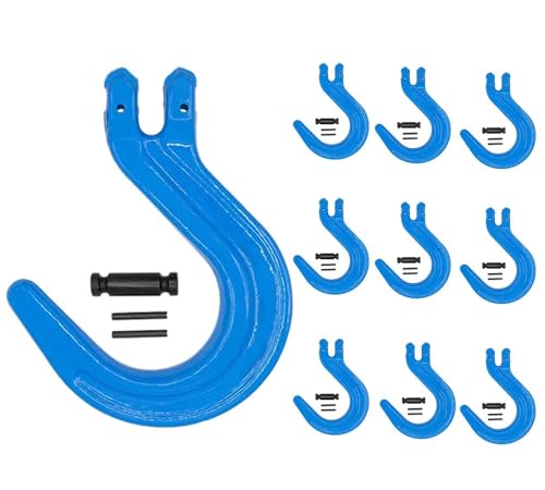 Mytee Products 10 Pack 5/8" Grade 100 Clevis Foundry Hook - WLL 8800 LBS - Blue Clevis Hook for Towing, Lifting &amp; Rigging