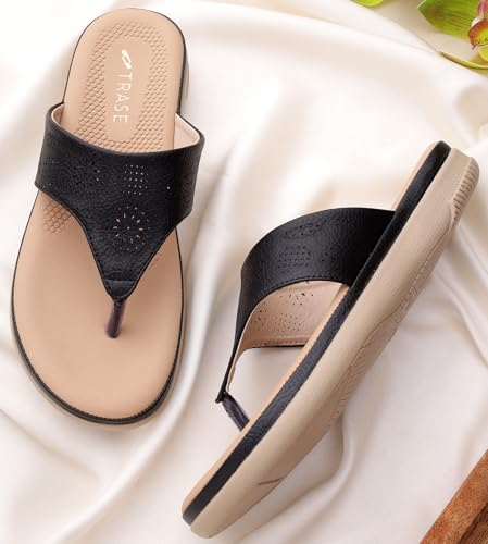 Image of TRASE Slippers for Women Stylish Flat | Lightweight Comfortable Slip-On Sandals for Women | Ladies Footwear for All Day Comfort