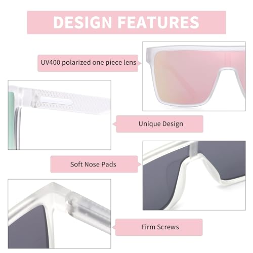 Image of GLINDAR Polarized Sunglasses Men Flat Top Womens, Oversized Square Shield | One Piece,Trendy,Lightweight,Driving