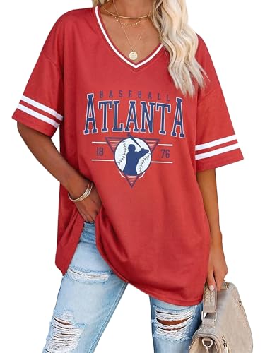Baseball Jersey Shirts for Women - Striped Baseball Mom T-Shirts V Neck Baseball Team Tops Game Day Fans Gifts