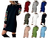 Herbstkleid Damen Knielang Herbst Blumenstickerei Pulloverkleid Pullover Kleid Angebote des Tages Heute Black Friday Angebote 2023 AB Wann Meine Bestellungen Anzeigen Personalisierte Geschenke