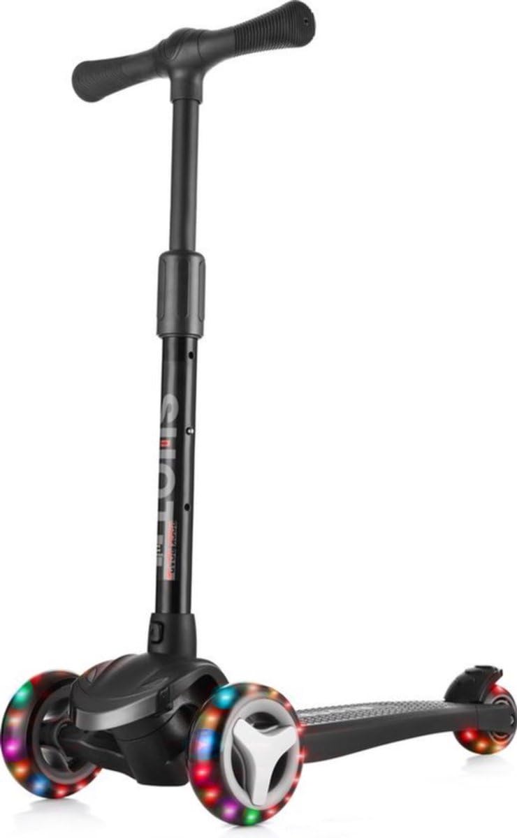 SUOTU Patinete para Niño con Tres Luz LED Luces, Patinete 3 Ruedas, Plegable, Altura Ajustable, Scooter para 3 a 12 Años de Niño y Niña, Aluminio