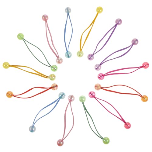 14 lazos para el pelo de doble bola, gomas dobles elásticas, coletas de caballo con cuentas coloridas, lazos para el pelo con bolas, bandas circulares de burbujas, accesorios elásticos para el cabello