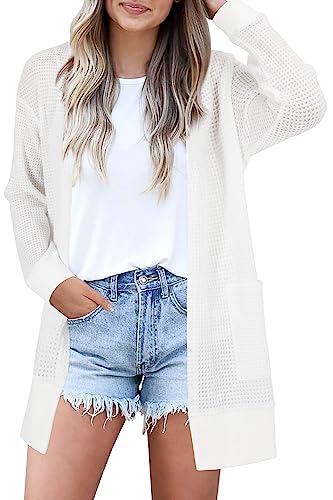 Image of STYLEWORD Women's Fashion Cardigan Sweater Lightweight Open Front Long Casual Beach Kimonos Outfits with Pockets