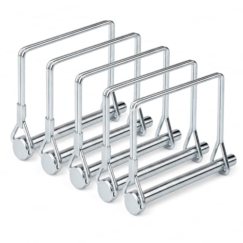 5 Pack Square Trailer Pin 1/4 inch x 2-3/4 inch Heavy Duty Shaft Locking Pin Carbon Steel Hitch Latch Pin with Safety Wire Lock Trailer Tongue Pin for Farm Lawn Garden Towing Couplers