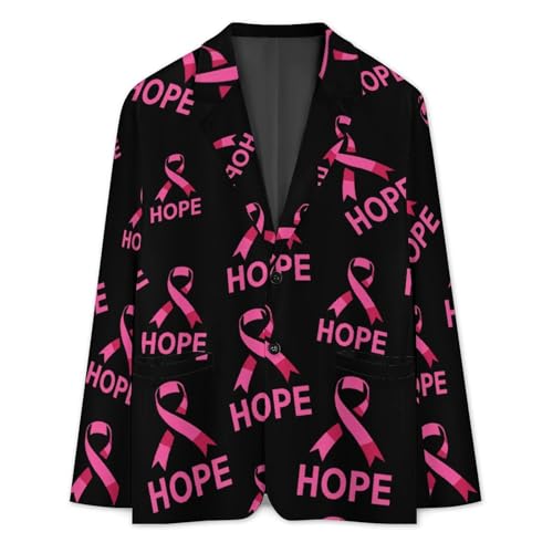 Breast Cancer Awareness Ribbon Hope Men's Suit Jacket 2 Button Lapel Blazers Tuxedo Business Coat for Wedding Party2