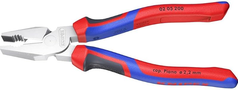 Alicate combinado de alta alavancagem KNIPEX 02 05 200 com cabo ergonômico e acabamento cromado 20 cm