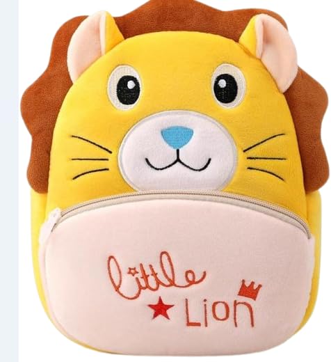 Cute Lion Plush Backpack, Kids School Bag, Safari Animal Design, Yellow and Brown-image-30