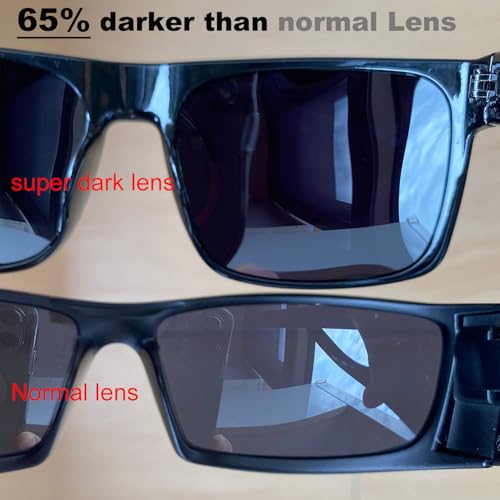 Super Dark Polarized Black Lens Oversized Sunglasses Men XL Big Head Fit Large Wide Shades Migraine Sensitive Eyes2