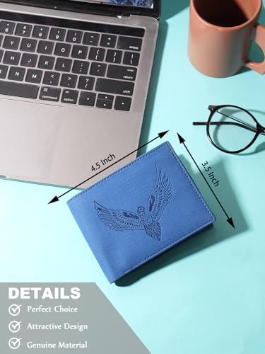 Image of SAMTROH Vegan Leather Wallet for Men | Vintage Printed | Premium Vegan Leather Craftsmanship | 3 Card Slots I 2 Cash Compartments & Secret Slots | 1 Coin Pocket. (Eagle, Blue)