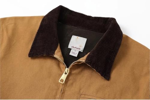 Men Casual Solid Zipper Vintage Washed Coats Stand-Collar Mesh Lining Work Wear Jackets3