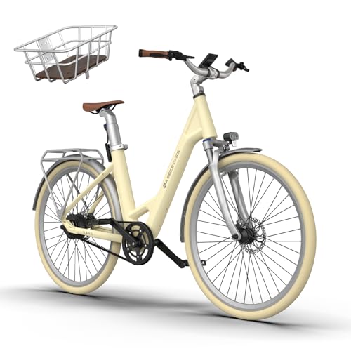 Ado Air28ultra Bicicleta EléCtrica, Motor Bafang 36v 250w con TransmisióN AutomáTica de Tres Velocidades, Modos Eco/Sport, 100Km 25 Km/h, Ado G-Drive Bar, Pantal (Amarillo)
