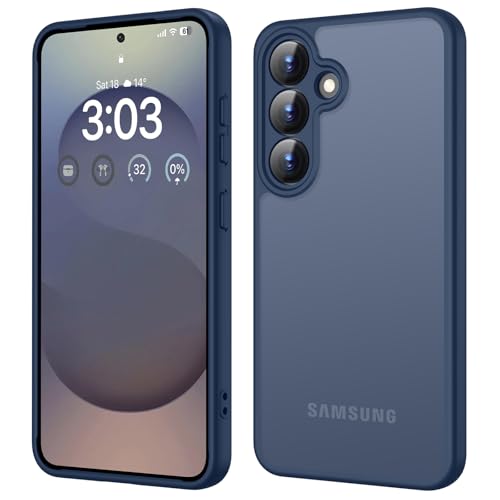 ORDA für Samsung Galaxy S25 Plus Hülle Vollständiger Kameraschutz Stoßfest Kratzfest Transluzente Rückseite Schutzhülle Anti-Fingerabdruck Matt Handyhülle für Samsung S25+ (Dunkel Blau)
