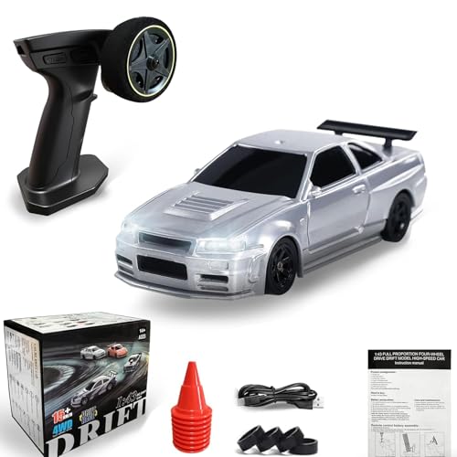 Image of 1 /43 Mini RC Drift Car with Gyroscope, 2.4GHz 4WD Full Proportional High Speed Micro Hobby RC Cars with Lights Racing Tires, Fast Small Remote Control Car, Toy Model Gift for Adults Kids Boys Girls