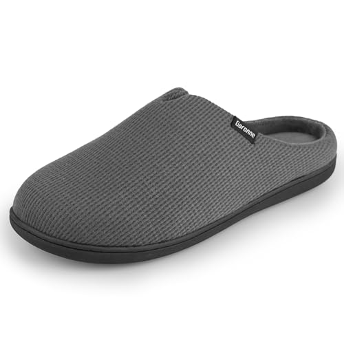 Garonne Men's Wide Slippers with Memory Foam, Slip-on House Shoes for Wide Width Feet