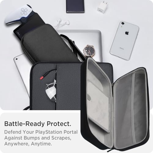 Miimall Compatible with PlayStation Portal Case, PS5 Portal Travel Carrying Case with Portable Handle, Hard Oxford Fabric & EVA Anti-Scratch Protective Gaming Handheld Storage Bag for PS5 Portal