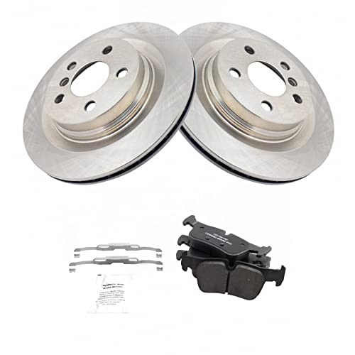 Image of TRQ Rear Ceramic Brake Pad and Rotor Set | For 16-19 BMW X1 18 X2 19-20 X2 sDrive28i 19-20 xDrive28i 17-19 Mini Cooper Clubman John Cooper Works ALL4