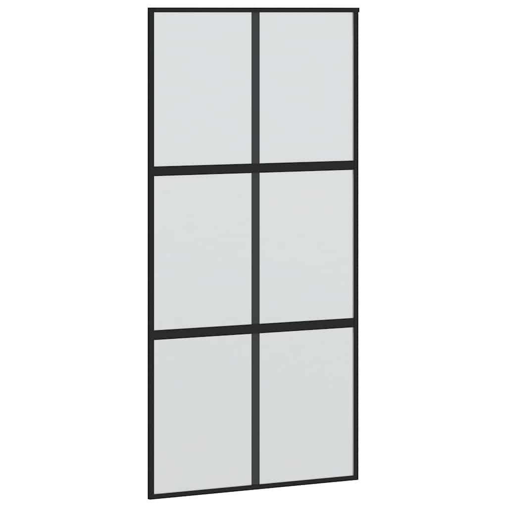 Drzwi przesuwne z okuciem, czarne, 102,5 x 205 cm, szkło hartowane, stabilna konstrukcja aluminiowa z ochroną przed wzrokiem i cichą pracą zapewnia oszczędność miejsca