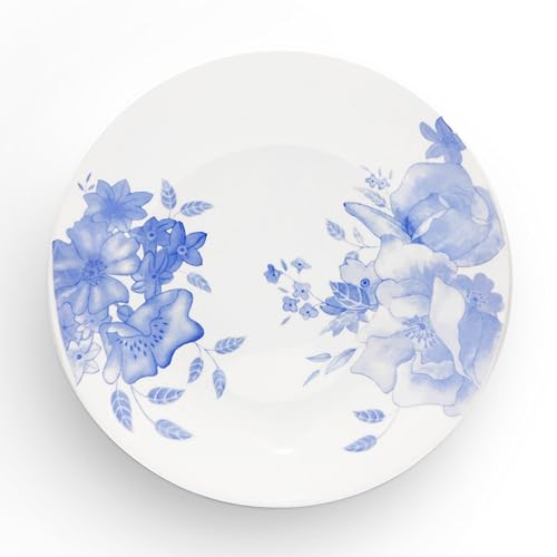 Wade Blue Floral Side Plate with Pale Blue & White Floral Pattern, Crafted from Earthenware, Made in Stoke-on-Trent, 22.75cm, Blue