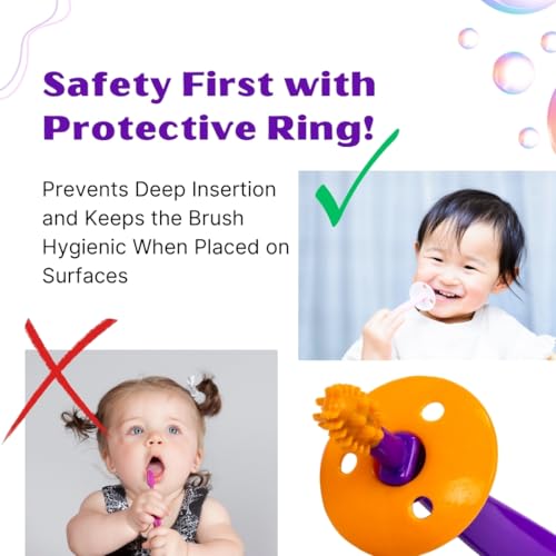 Image of Adore Toothsie Baby Toothbrush |Oral Kit with Soft Chewable Bristle Beginner Brushing | Silicone Toothbrush for Toddler Kids (2Pcs) (Purple, Standerd)
