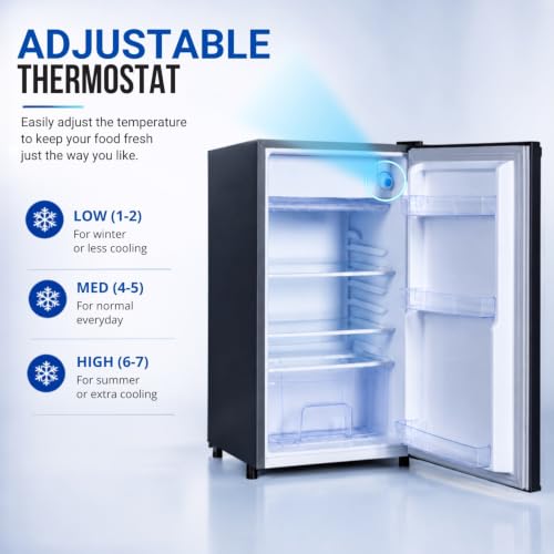 Image of ROCKWELL Mini Fridge with Freezer, 2 Star Rated | 5 Year Warranty, Direct Cool Technology, Compact Build, Ideal for Bedrooms & Small Spaces
