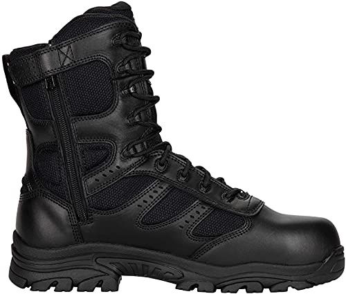 Thorogood Deuce 8” Waterproof Side-Zip Black Tactical Boots for Men and Women with Composite Safety Toe, Full-Grain Leather, and Slip-Resistant Outsole; BBP & Rated3