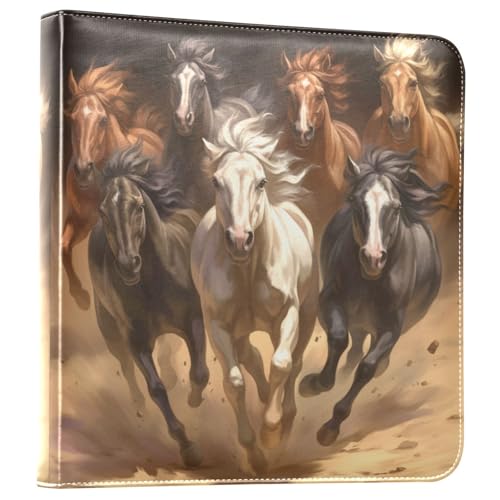 Kigai Running House Photo Album Self Adhesive Scrapbook Album Leather Cover DIY Picture Scrap Book with 20 Adhesive Sheets, 11.8x24x0.8 inch