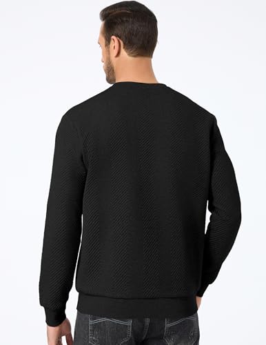 JMIERR Mens Crewneck Sweatshirt Casual Long Sleeve Texture Pullover Shirt for Men2