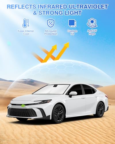 Image of Canvcle Sunshades for 2025 2026 Toyota Camry Accessories Windshield Sun Shade Side Rear Window Shade Cover Sun Visor Shield Privacy Protection Keep Vehicle Cool Black 6PCS