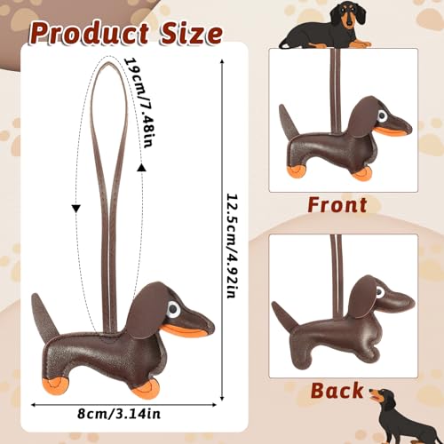 Lusofie 3 Stück Leder Dackel Schlüsselanhänger Set Taschenanhänger Tasche Welpe Hundetasche Anhänger Bag Charms Hundeförmiger Tierisch Keychain Süßes Hund Deko Dackel Geschenke Für Frauen Männer