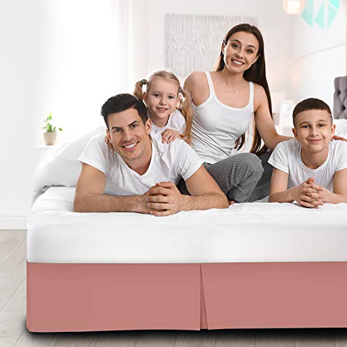 Nestl Misty Rose Twin Bed Skirt - Twin Size Bed Skirt 14 Inch Drop - Brushed Microfiber Bed Skirts - Hotel Quality Pleated Bed Skirt - Shrinkage & Fade Resistant #TOP6