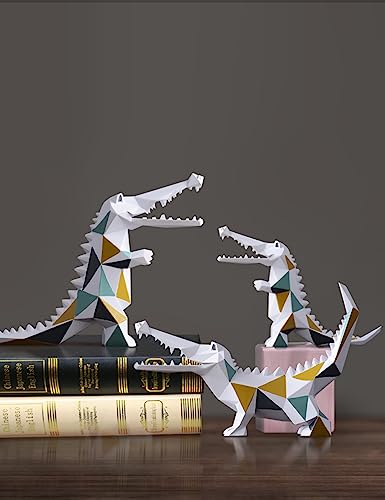 Estatua geométrica de cocodrilo moderno para decoración miniatura 4