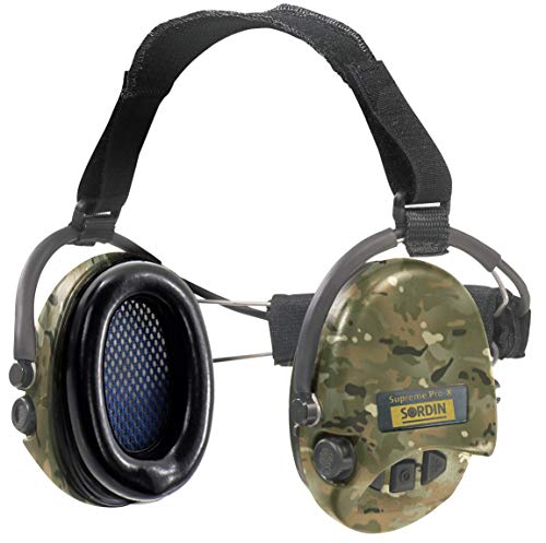 Sordin Supreme Pro X Neckband Casques Antibruit Électroniques à Forte Atténuation - 76302-X-06 - Protection Auditive - Coques d'oreilles Camouflage - Idéal pour la Chasse ou Le Tir